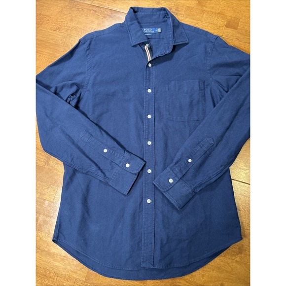 Polo Ralph Lauren Spell Out Shirt Men's Size Medium Blue Long Sleeve - Picture 2 of 14